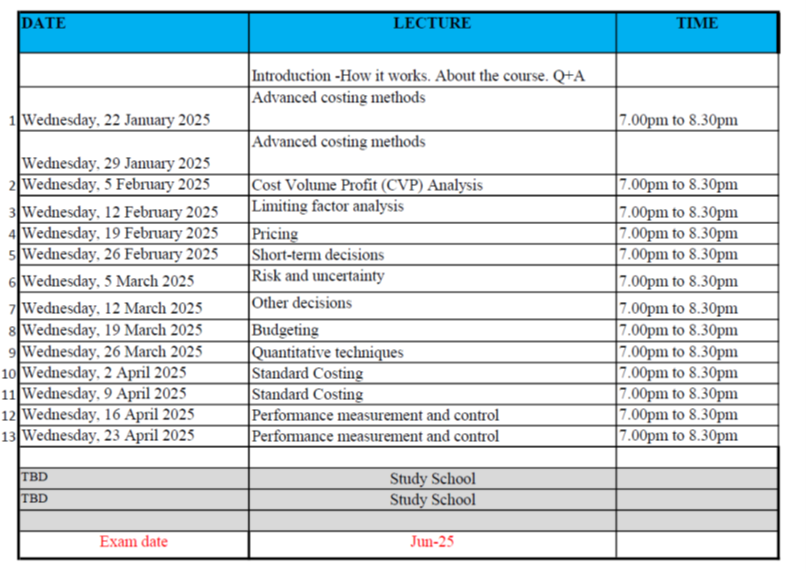 schedule